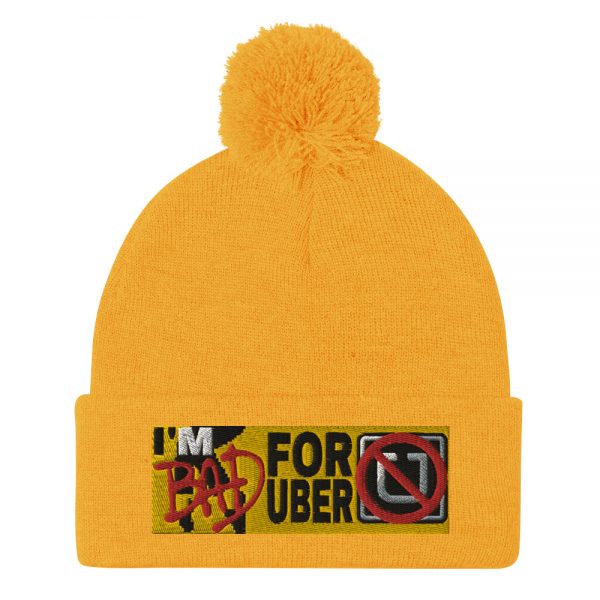 “I’M BAD FOR UBER” Embroidered Pom-Pom Beanie - Image 11