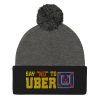 “SAY NO TO UBER – v1” Embroidered Pom-Pom Beanie - Image 3