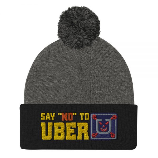 “SAY NO TO UBER – v1” Embroidered Pom-Pom Beanie - Image 3