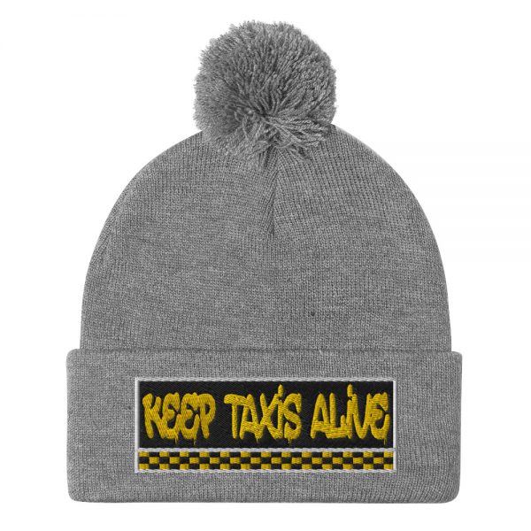 “KEEP TAXIS ALIVE – v3” Embroidered Pom-Pom Beanie - Image 8