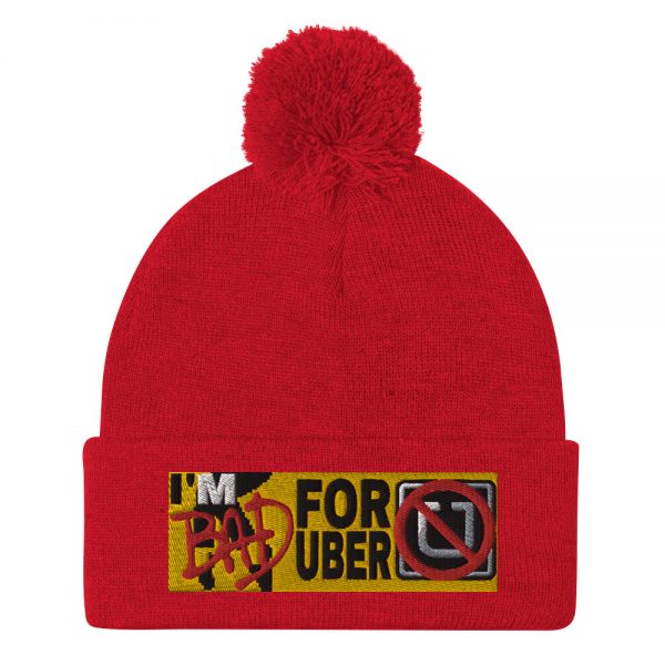 “I’M BAD FOR UBER” Embroidered Pom-Pom Beanie - Image 10