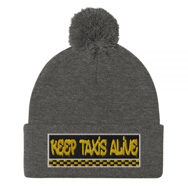 “KEEP TAXIS ALIVE – v3” Embroidered Pom-Pom Beanie - Image 6
