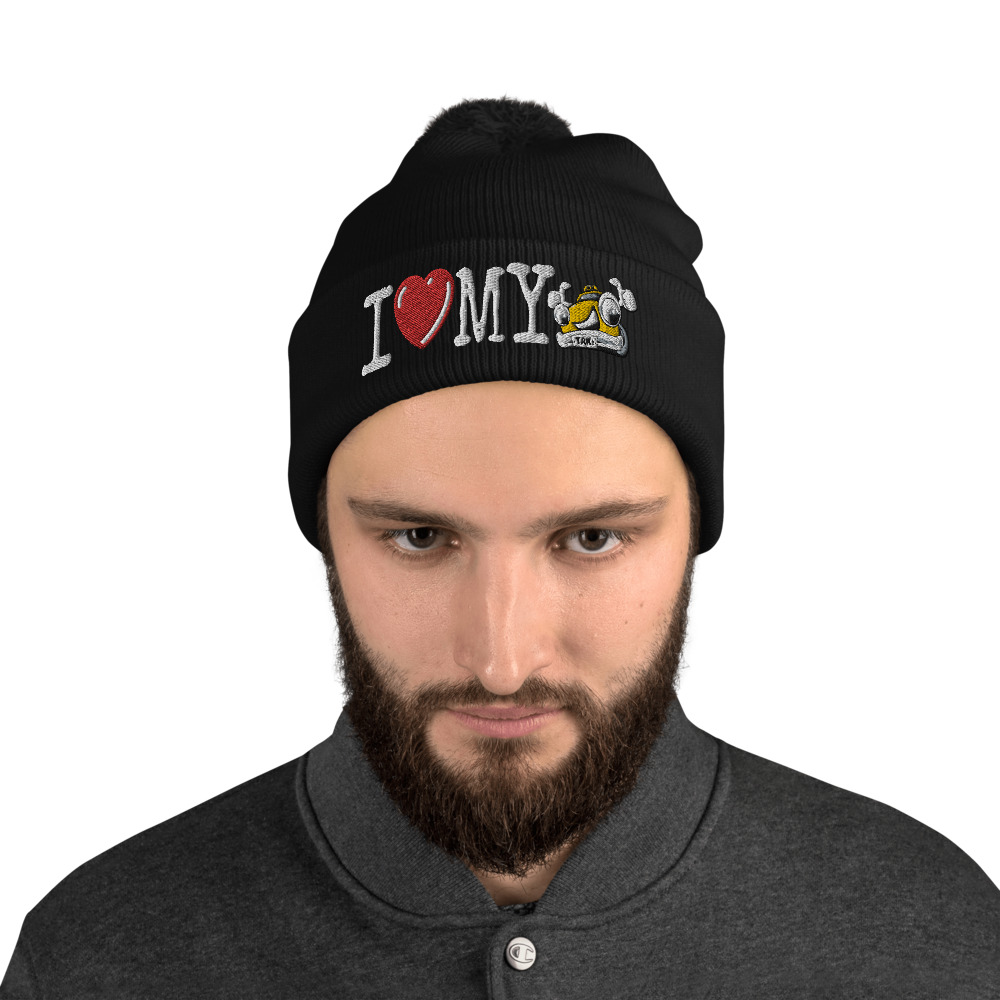 “I LOVE MY TAXI” Embroidered Pom-Pom Beanie