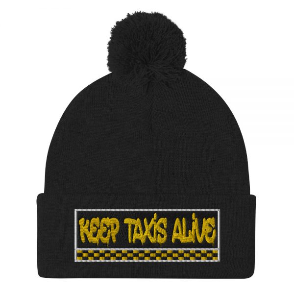 “KEEP TAXIS ALIVE – v3” Embroidered Pom-Pom Beanie - Image 2