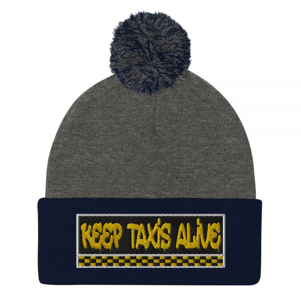“KEEP TAXIS ALIVE – v3” Embroidered Pom-Pom Beanie - Image 3