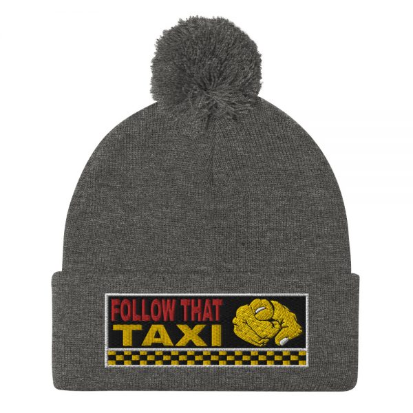 “FOLLOW THAT TAXI” Embroidered Pom-Pom Beanie - Image 6