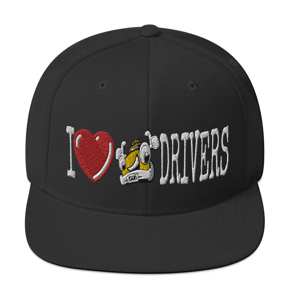 “I LOVE TAXI DRIVERS” Embroidered Yupoong Snapback Hat