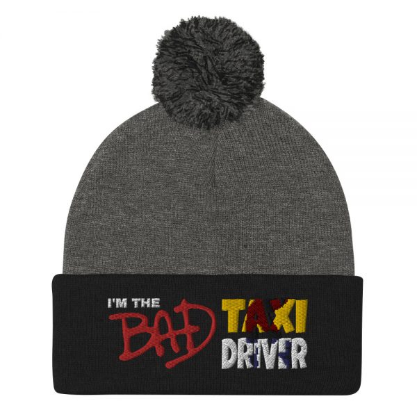 “I’M THE BAD TAXI DRIVER” Embroidered Pom-Pom Beanie - Image 3