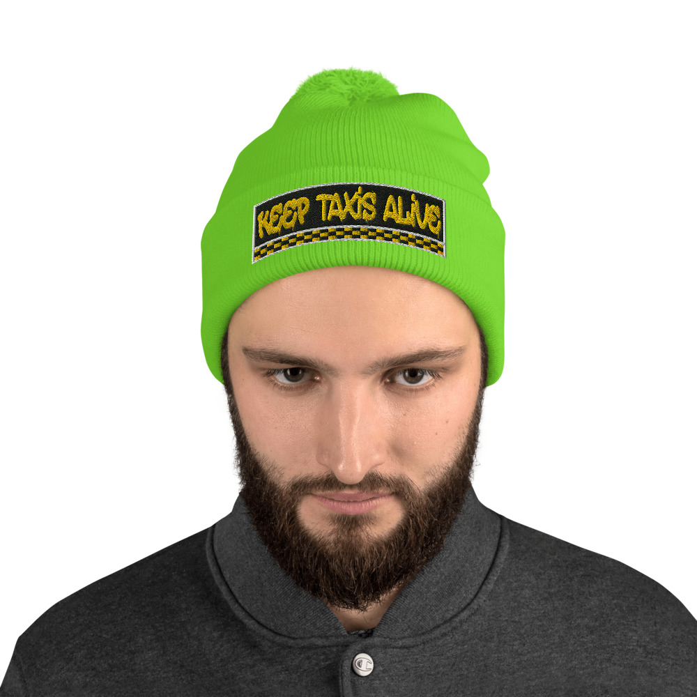 “KEEP TAXIS ALIVE – v3” Embroidered Pom-Pom Beanie