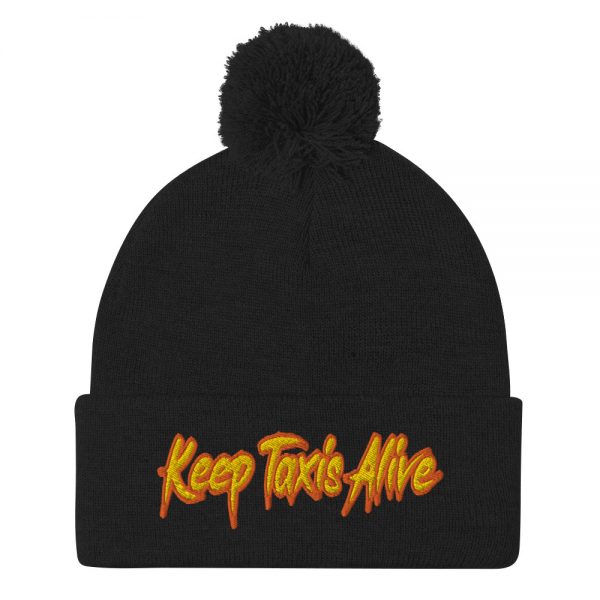 “KEEP TAXIS ALIVE – v2” Embroidered Pom-Pom Beanie - Image 2