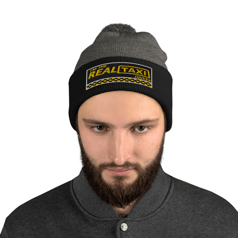 “I’M THE REAL TAXI DRIVER – v1” Embroidered Pom-Pom Beanie