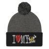 “I LOVE MY TAXI” Embroidered Pom-Pom Beanie - Image 3