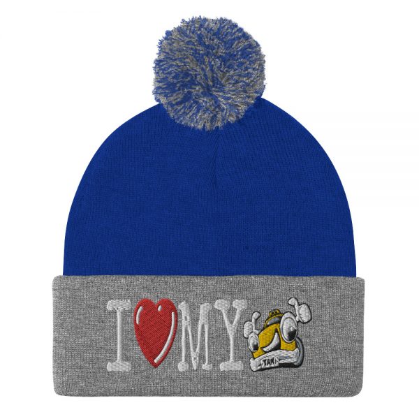 “I LOVE MY TAXI” Embroidered Pom-Pom Beanie - Image 8