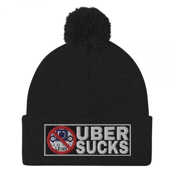 “UBER SUCKS” Embroidered Pom-Pom Beanie - Image 2