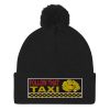 “FOLLOW THAT TAXI” Embroidered Pom-Pom Beanie - Image 2