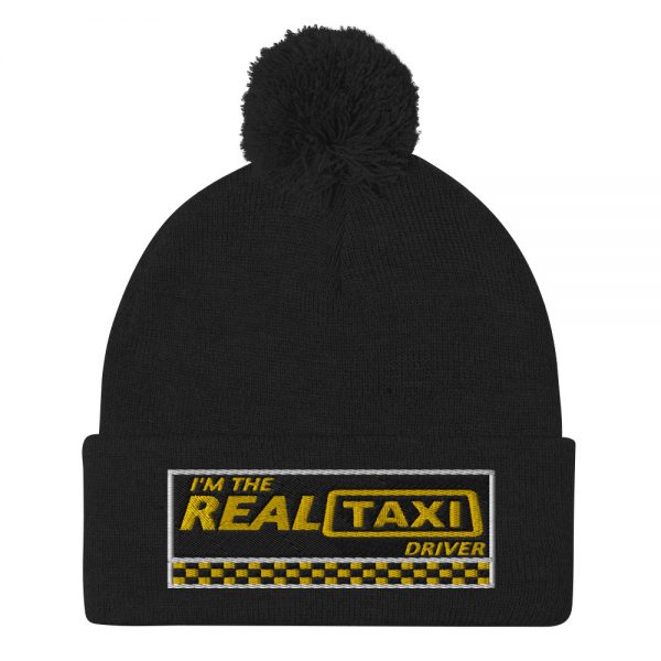 “I’M THE REAL TAXI DRIVER – v1” Embroidered Pom-Pom Beanie - Image 2