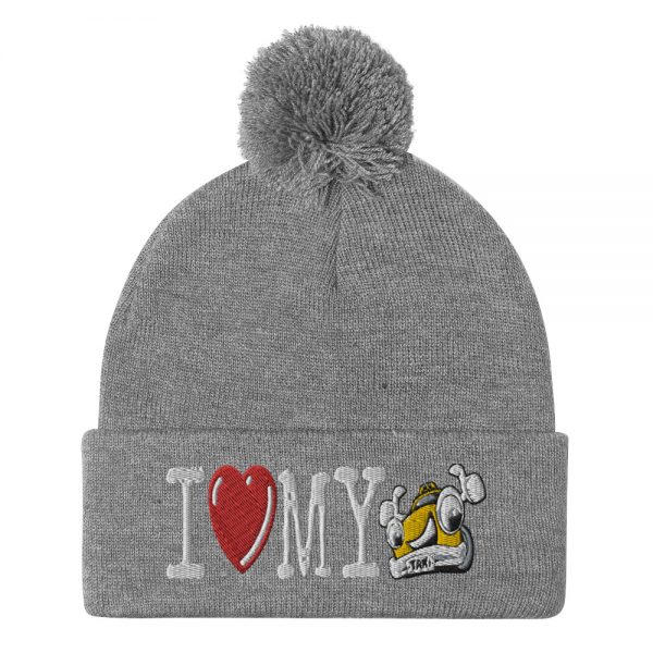 “I LOVE MY TAXI” Embroidered Pom-Pom Beanie - Image 7