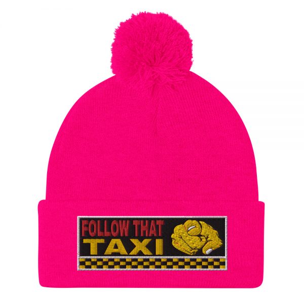 “FOLLOW THAT TAXI” Embroidered Pom-Pom Beanie - Image 12