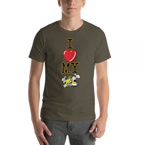 "I LOVE MY TAXI" Premium Dark Color T-Shirt - Image 4