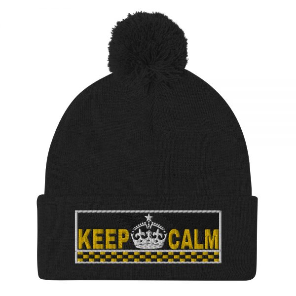 “KEEP CALM” Embroidered Pom-Pom Beanie - Image 2