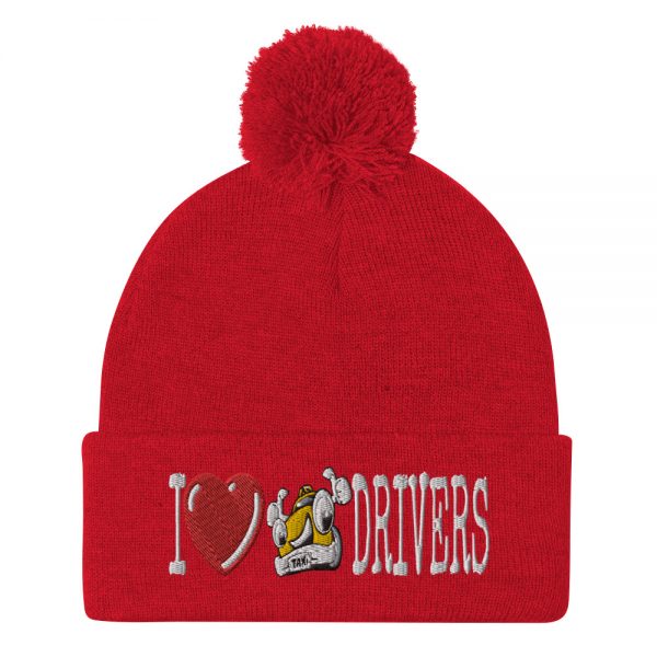 “I LOVE TAXI DRIVERS” Embroidered Pom-Pom Beanie - Image 10