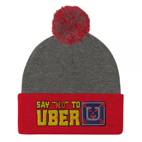 “SAY NO TO UBER – v1” Embroidered Pom-Pom Beanie - Image 4