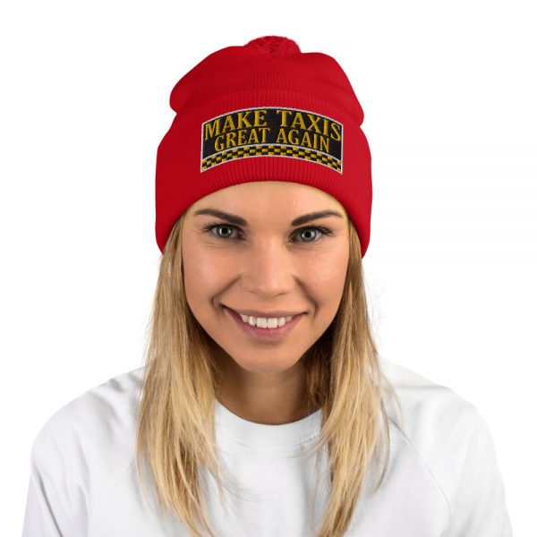 “MAKE TAXIS GREAT AGAIN” Embroidered Pom-Pom Beanie - Image 3