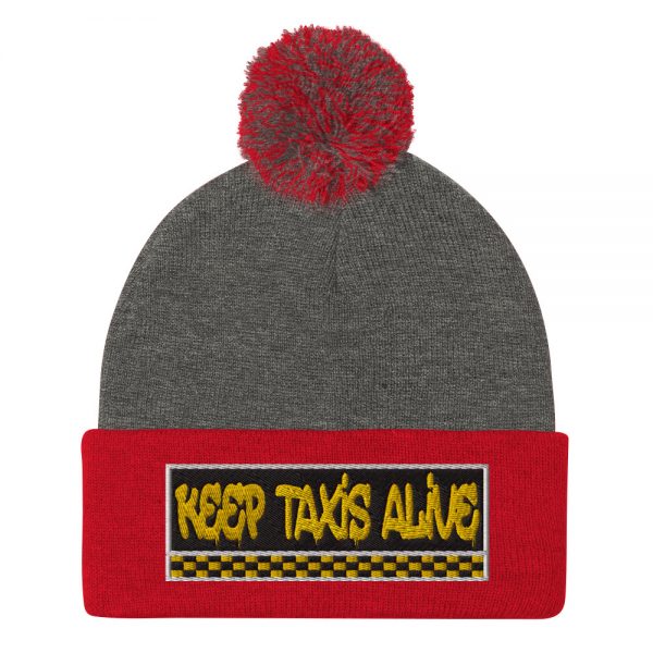 “KEEP TAXIS ALIVE – v3” Embroidered Pom-Pom Beanie - Image 5