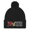 “I LOVE TAXI DRIVERS” Embroidered Pom-Pom Beanie - Image 2