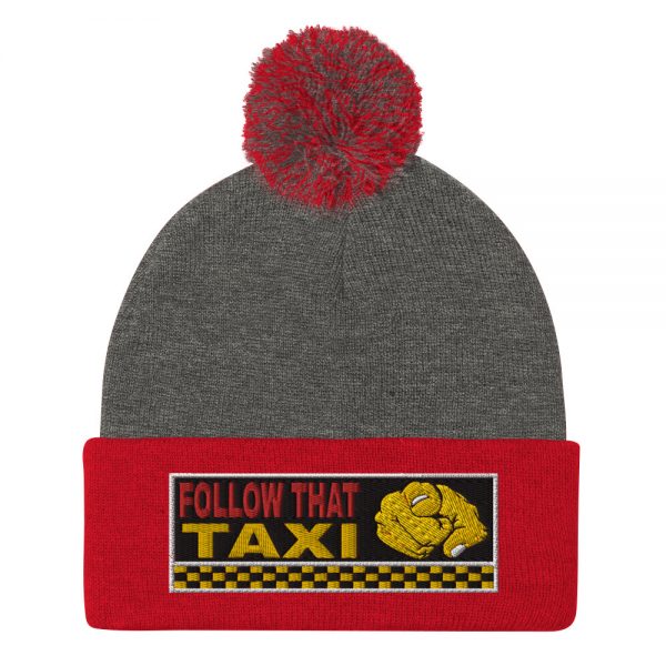 “FOLLOW THAT TAXI” Embroidered Pom-Pom Beanie - Image 5