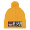 “UBER SUCKS” Embroidered Pom-Pom Beanie - Image 11