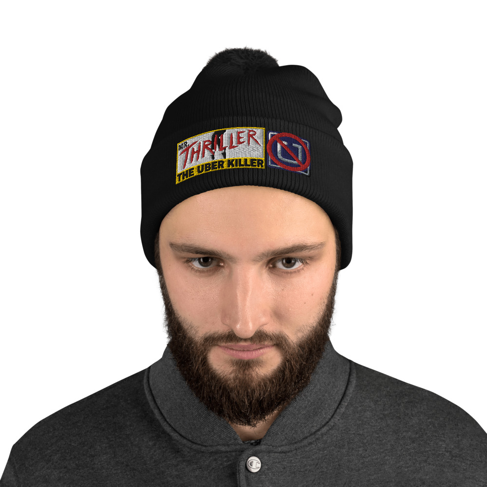 “MR. THRILLER THE UBER KILLER” Embroidered Pom-Pom Beanie