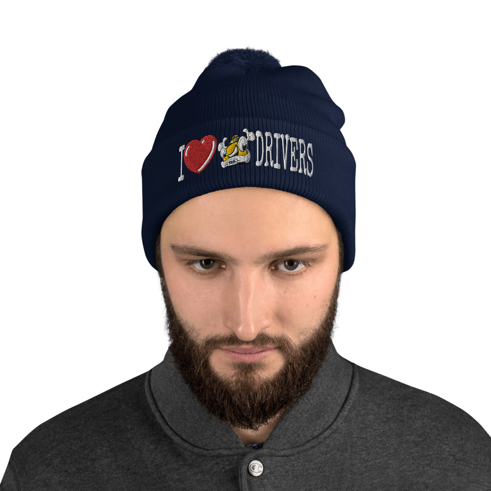 “I LOVE TAXI DRIVERS” Embroidered Pom-Pom Beanie