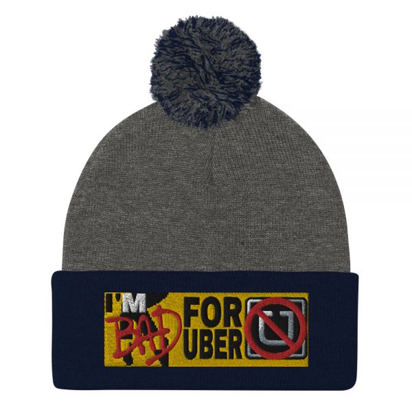 “I’M BAD FOR UBER” Embroidered Pom-Pom Beanie - Image 3