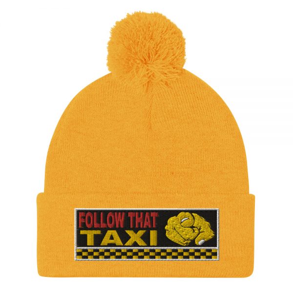 “FOLLOW THAT TAXI” Embroidered Pom-Pom Beanie - Image 11