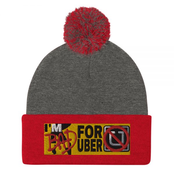 “I’M BAD FOR UBER” Embroidered Pom-Pom Beanie - Image 4