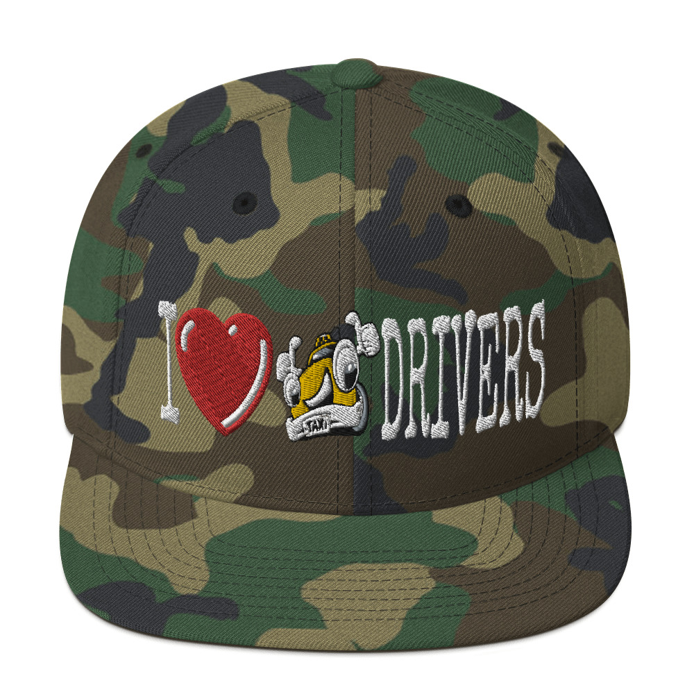 “I LOVE TAXI DRIVERS” Embroidered Yupoong Snapback Hat