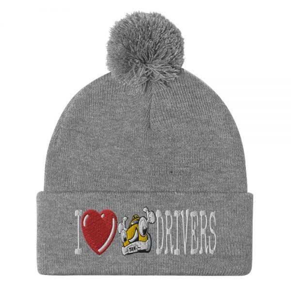 “I LOVE TAXI DRIVERS” Embroidered Pom-Pom Beanie - Image 7