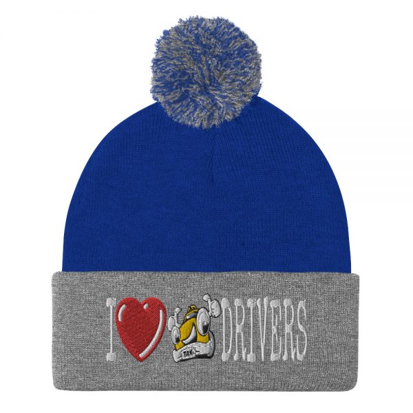 “I LOVE TAXI DRIVERS” Embroidered Pom-Pom Beanie - Image 8