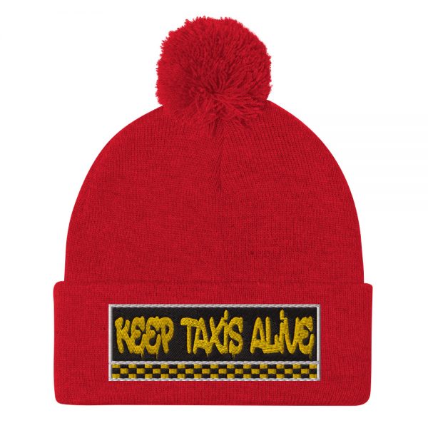 “KEEP TAXIS ALIVE – v3” Embroidered Pom-Pom Beanie - Image 10
