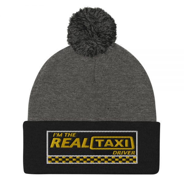 “I’M THE REAL TAXI DRIVER – v1” Embroidered Pom-Pom Beanie