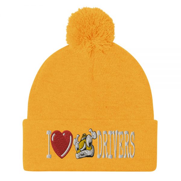 “I LOVE TAXI DRIVERS” Embroidered Pom-Pom Beanie - Image 11