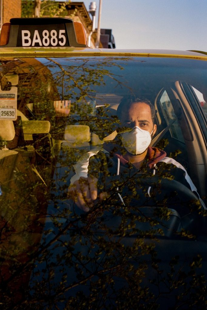 Almontasir Ahmed Mohamed, 33, is a taxi driver and engineering student in Brooklyn, who came to the U.S. from Sudan. He says many of his customers come from hospitals. “I’m just praying five times every day to keep this virus away, and for my family,” he says.  I applied for unemployment over three weeks ago after I stayed home for almost a month. I haven’t heard back so I started working again.