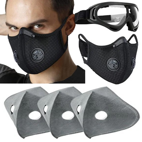 Face Mask with N95 Anti-Pollution Filter & Goggles