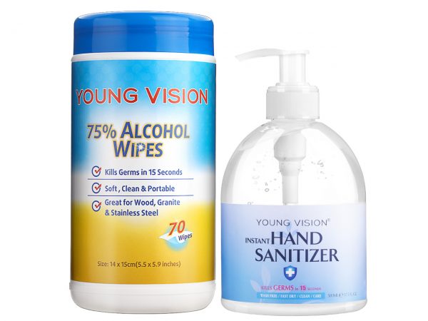 YOUNG VISION Hand Sanitizer & Alcohol Wipes (2 in 1 Pack)