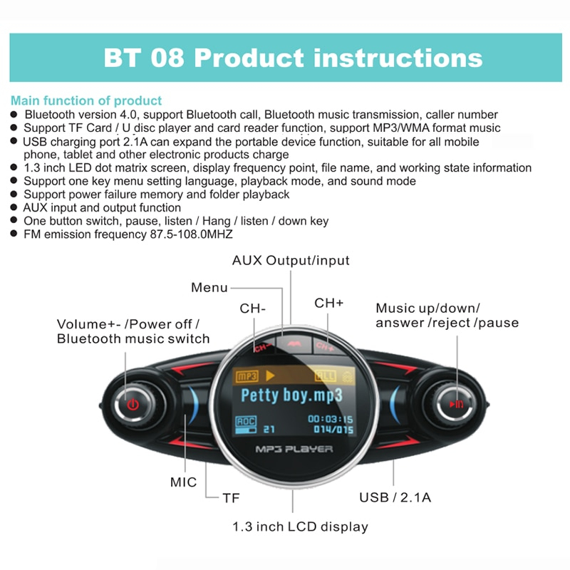 JINSERTA USB Car Charger with AUX Modulator & FM Transmitter