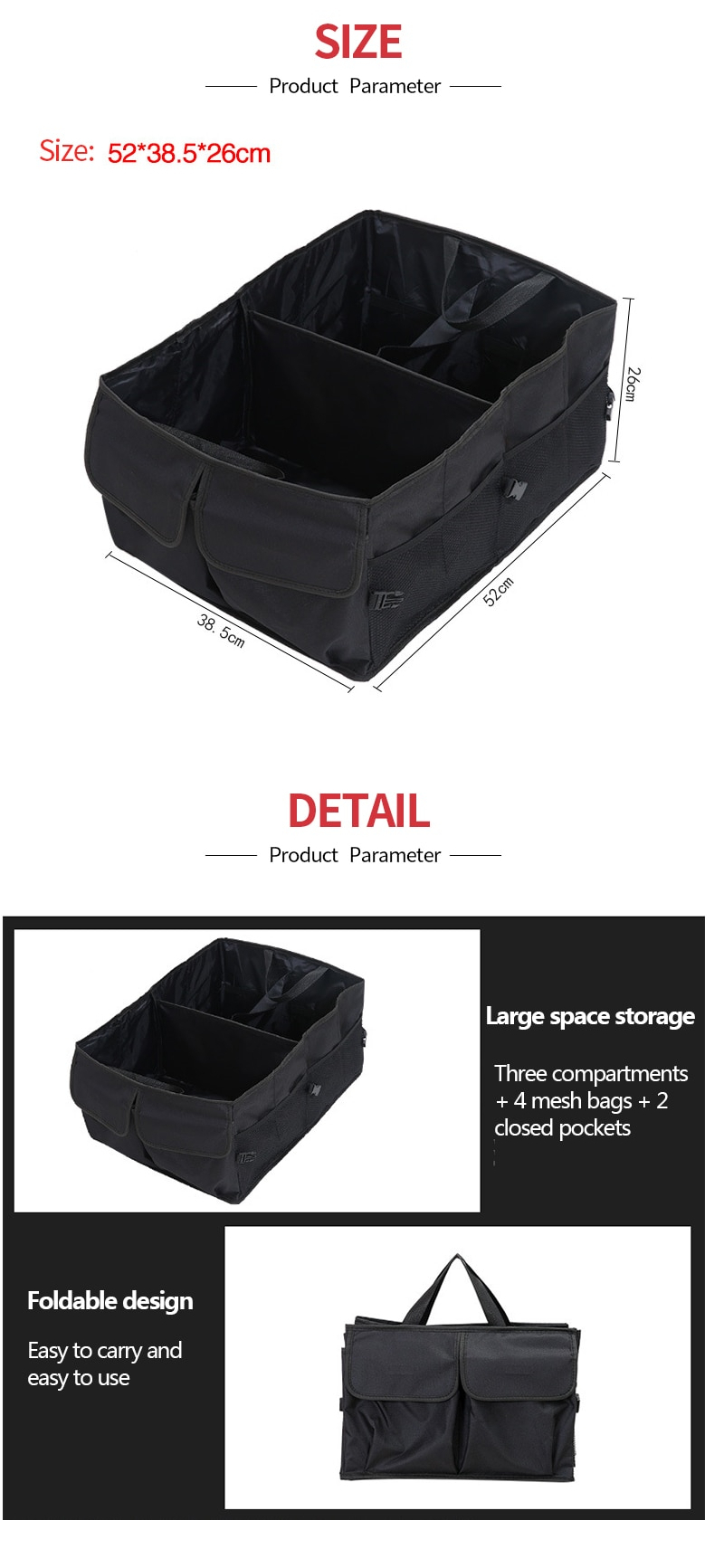 SEAMETAL Car Trunk Tools & Food Organizer