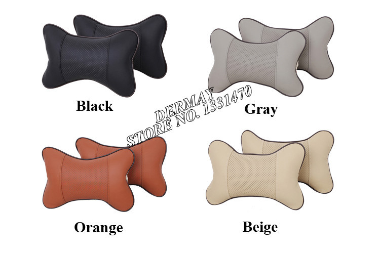 DERMAY Premium PU Leather Car Headrest Pillows (2PCS)