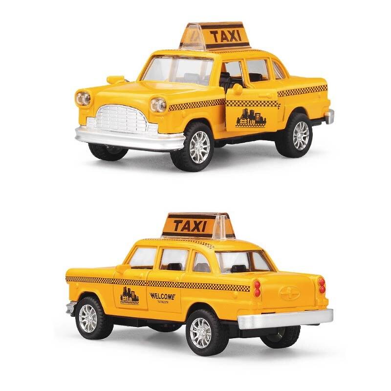 Collectable Classic Yellow Taxi Model and Pull Back Toy Car w/ Music & Lights