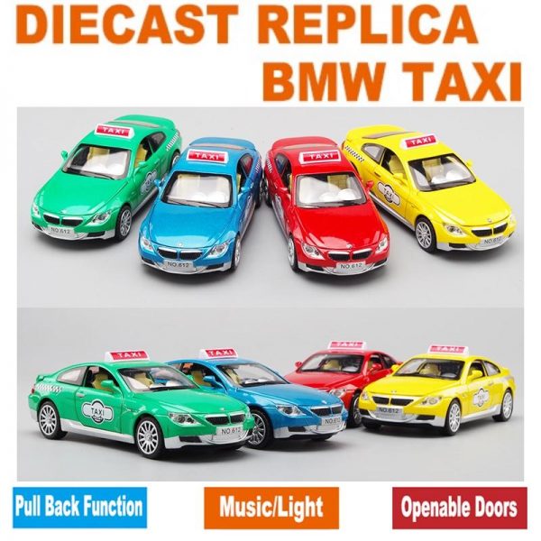 Collectable Replica BMW Taxi Model and Pull Back Toy Car w/ Music & Lights